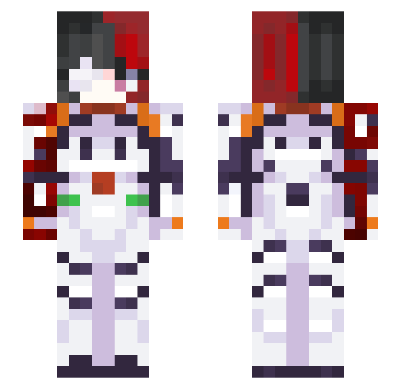 vEnormityy Minecraft skin, front and back view