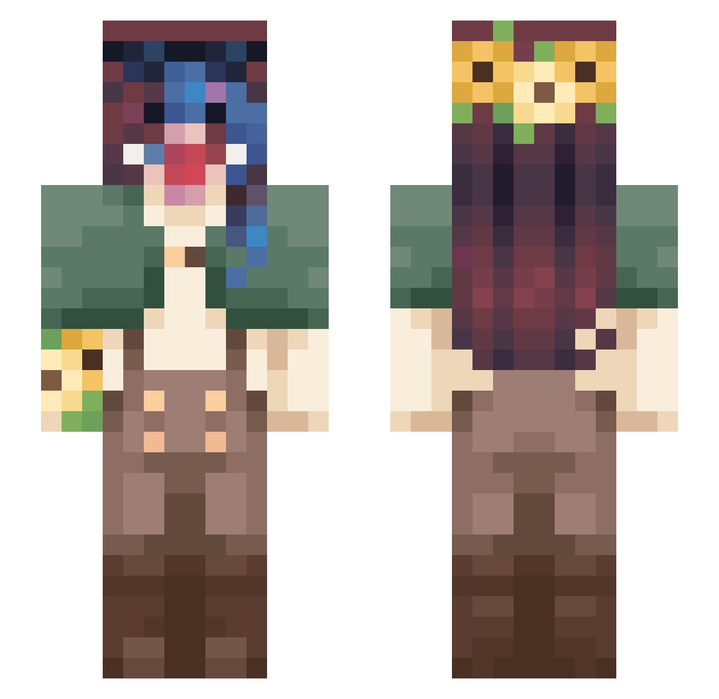 Payfe Minecraft skin, front and back view