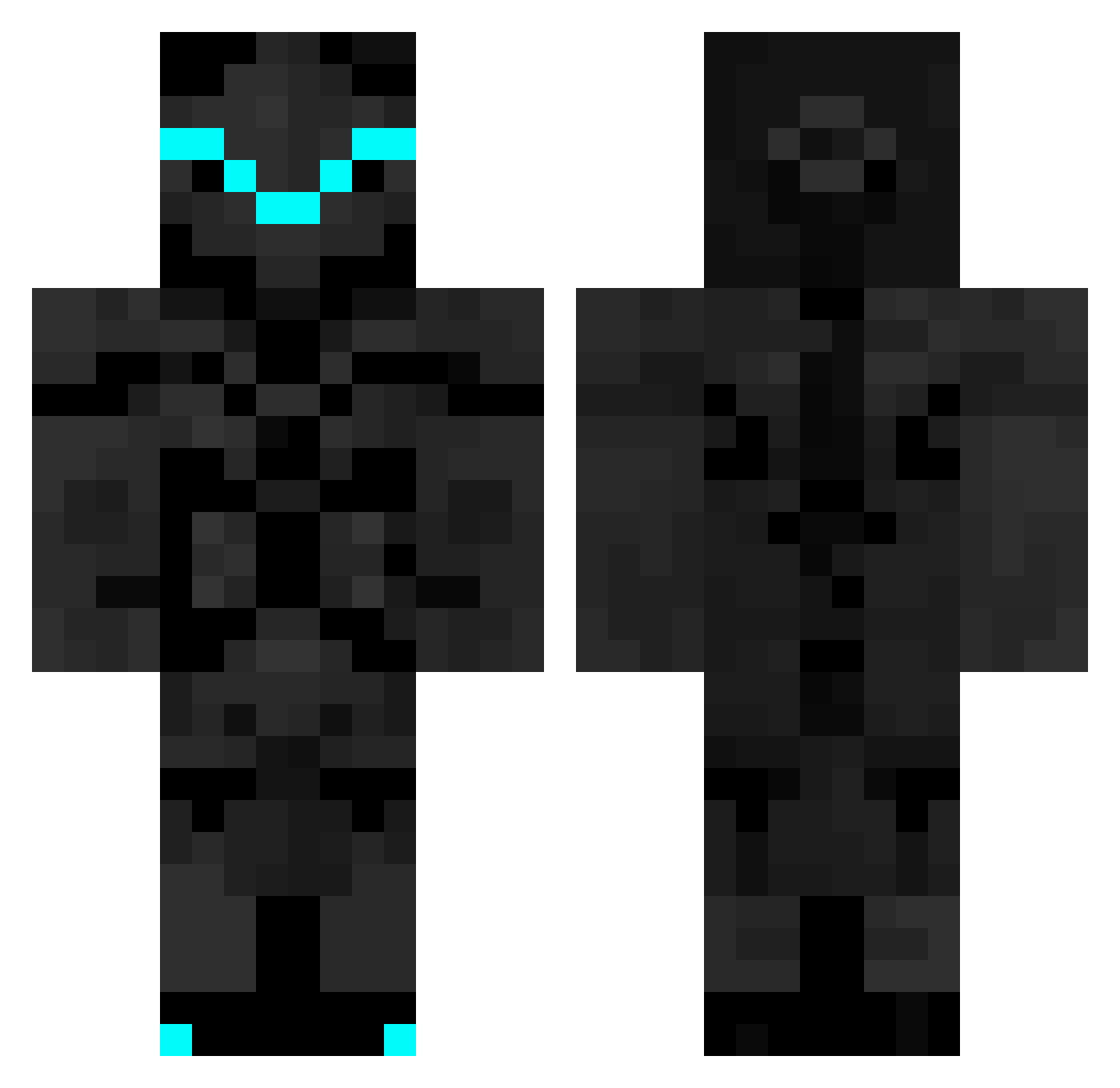Internal_Drowned Minecraft skin, front and back view
