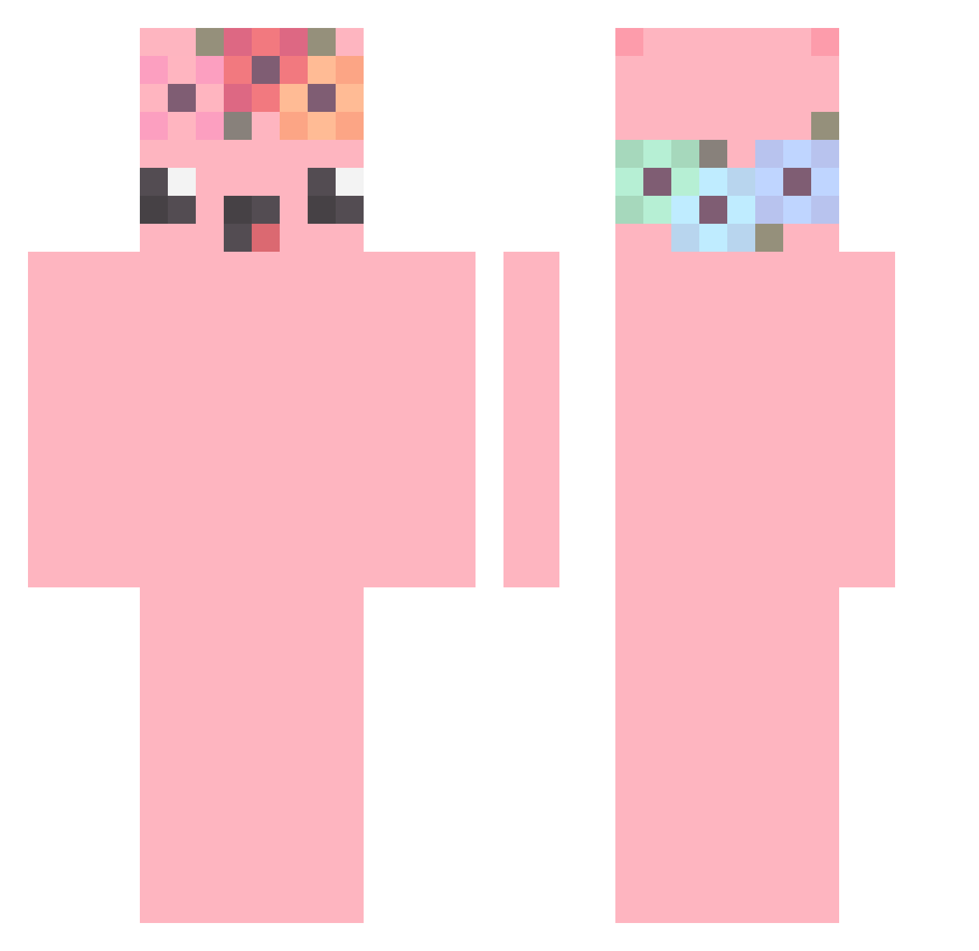 Pleased Minecraft skin, front and back view