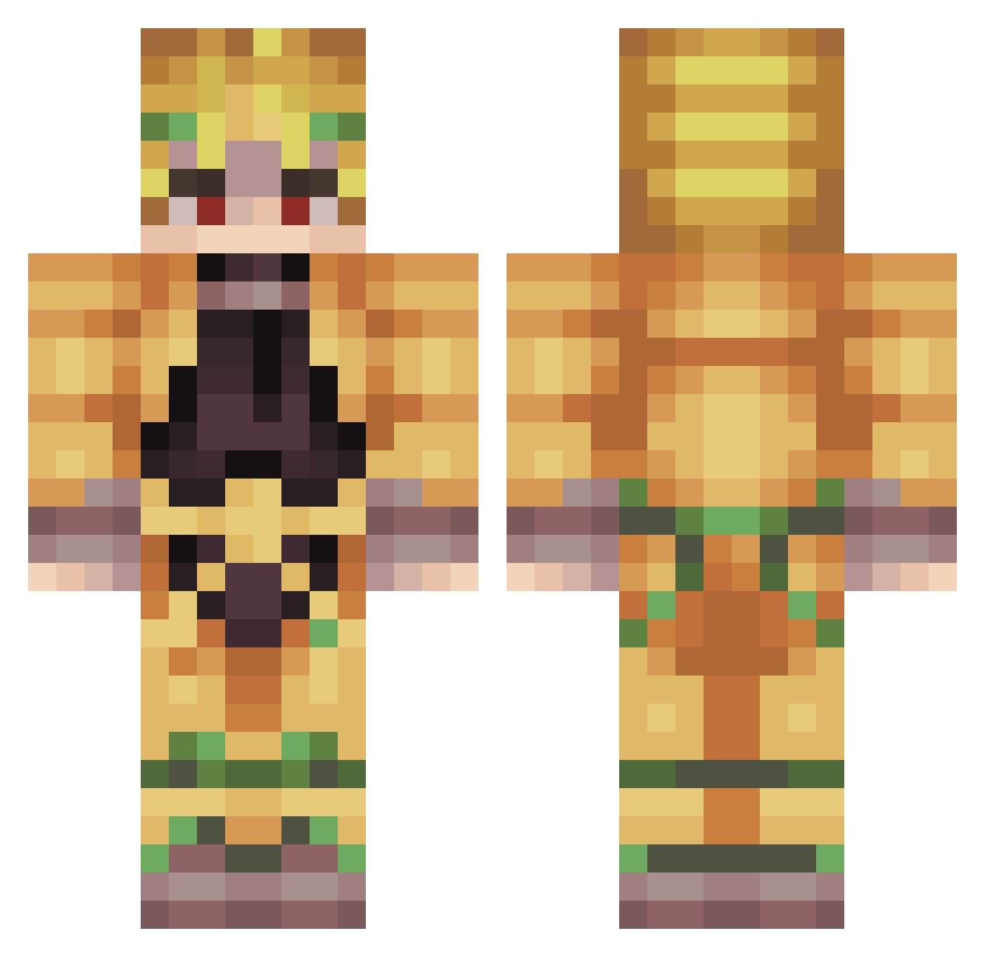 PrinceTable Minecraft skin, front and back view