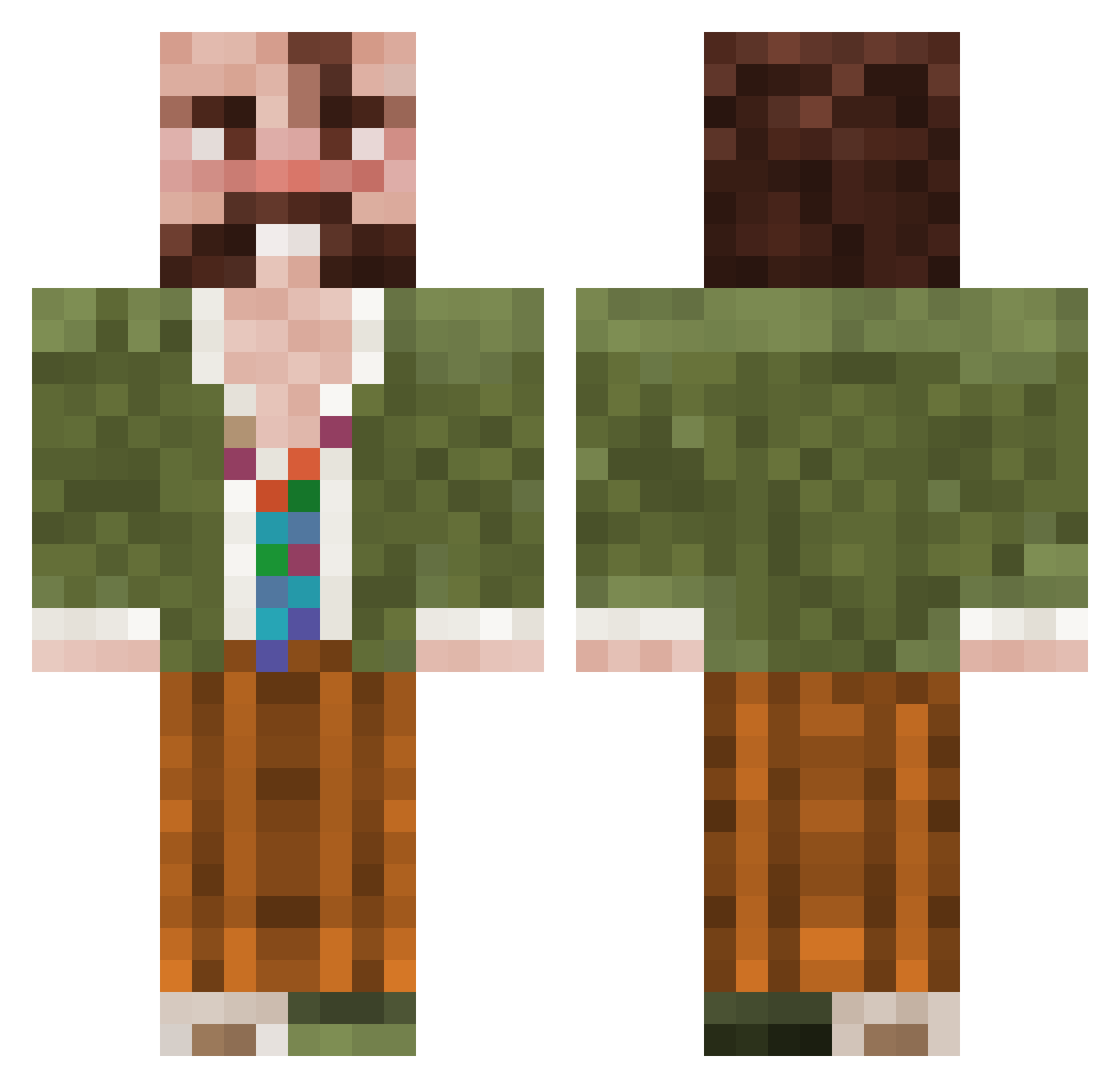 MadRiverGlen Minecraft skin, front and back view