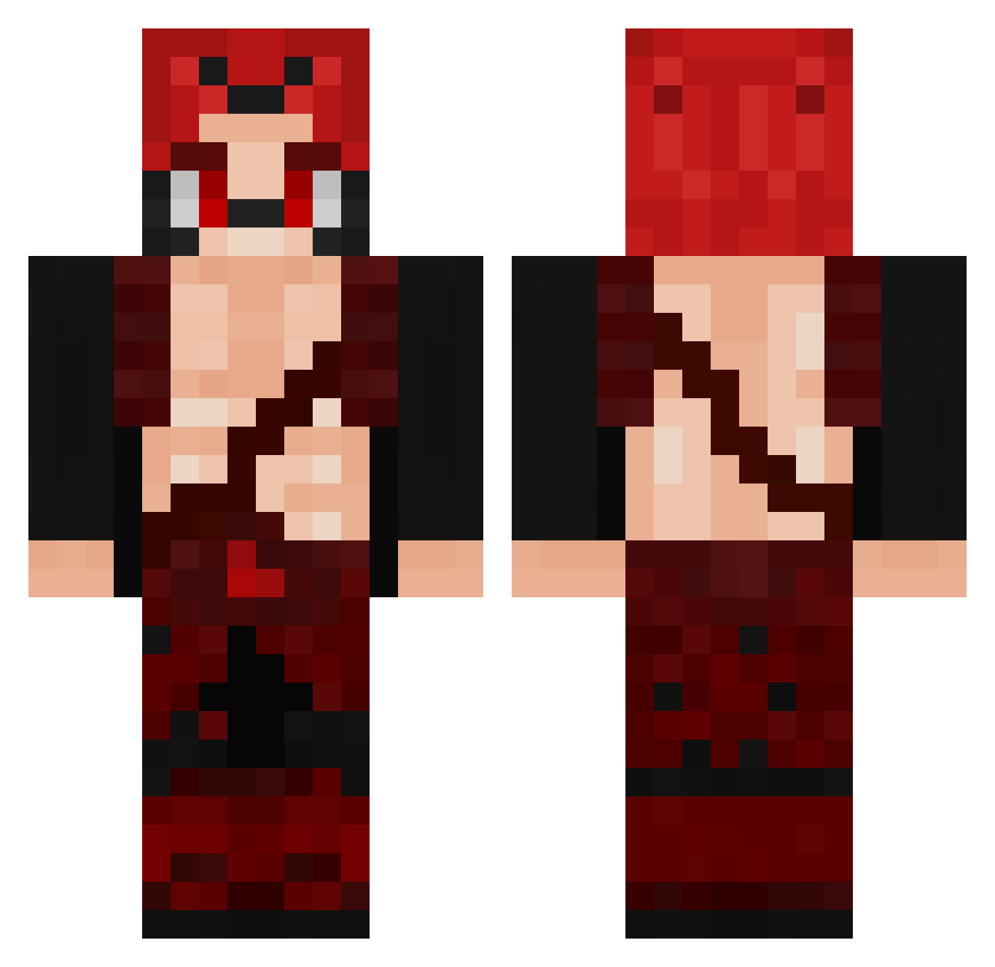 XxduxmxX Minecraft skin, front and back view