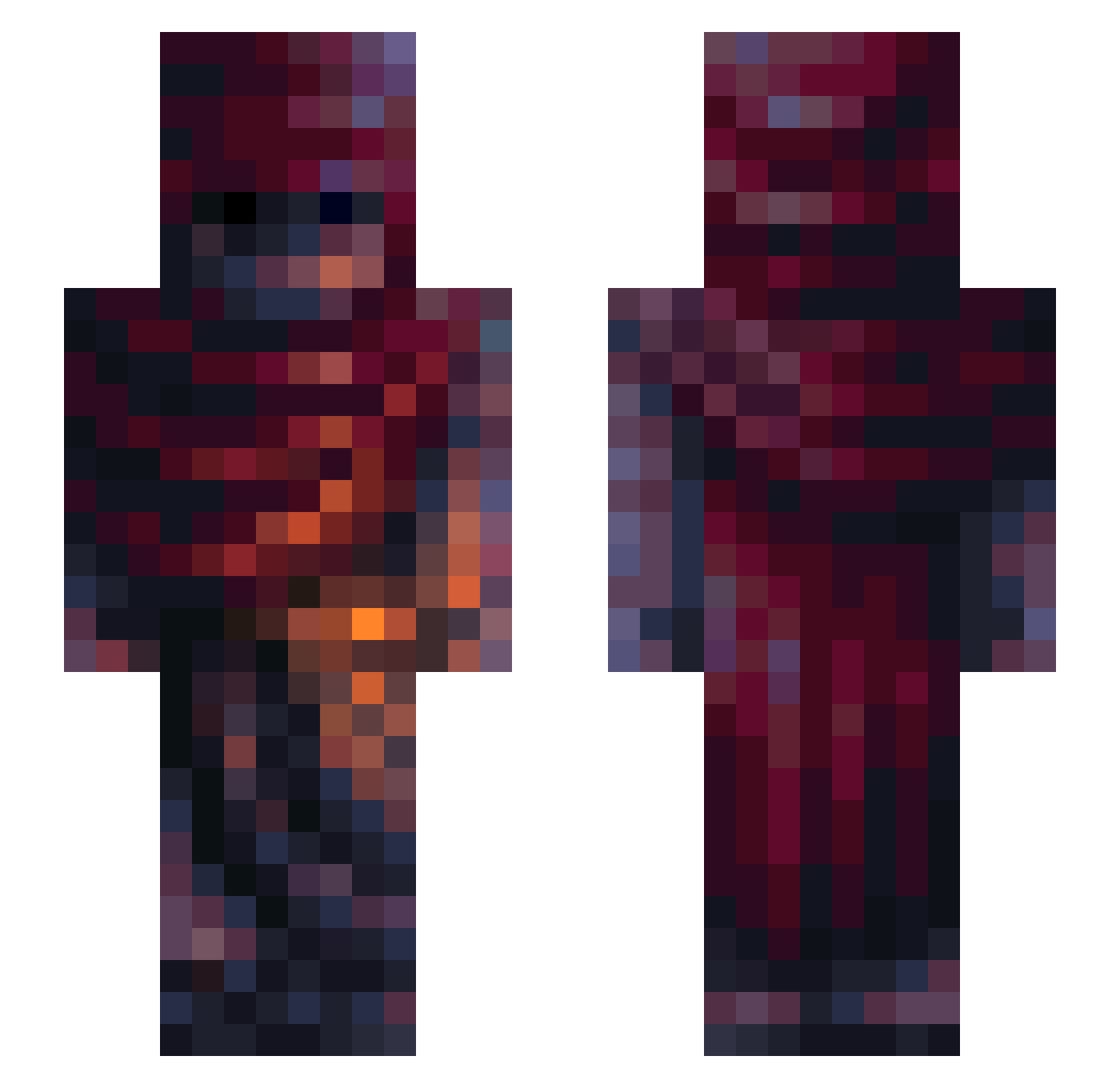 Sqwooter Minecraft skin, front and back view