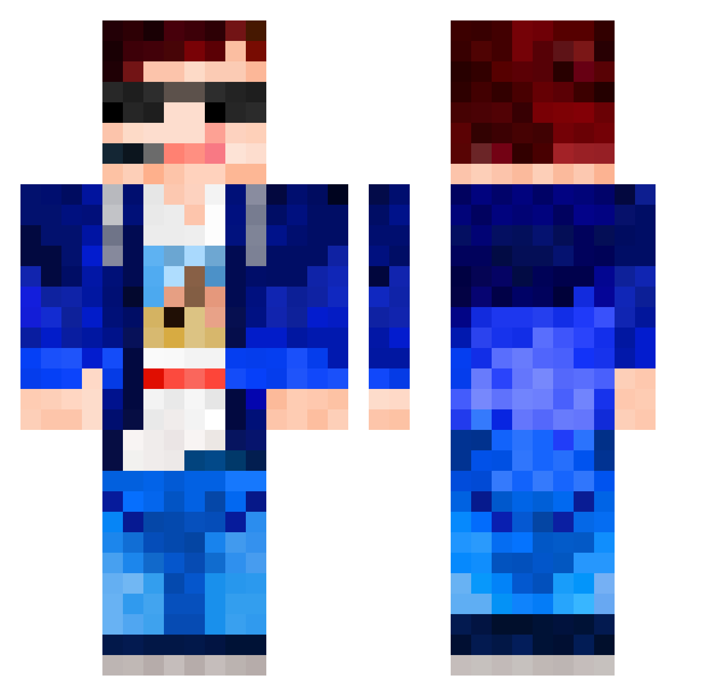 Multipolar Minecraft skin, front and back view