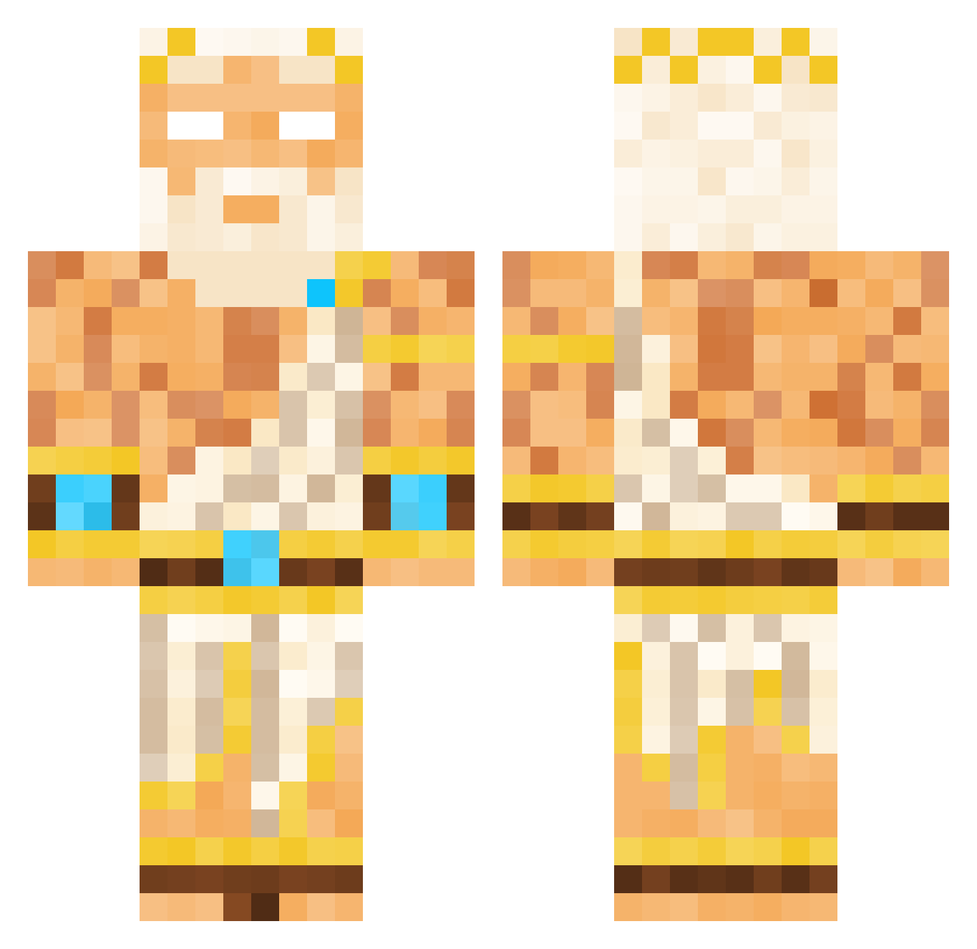 FZeus Minecraft skin, front and back view
