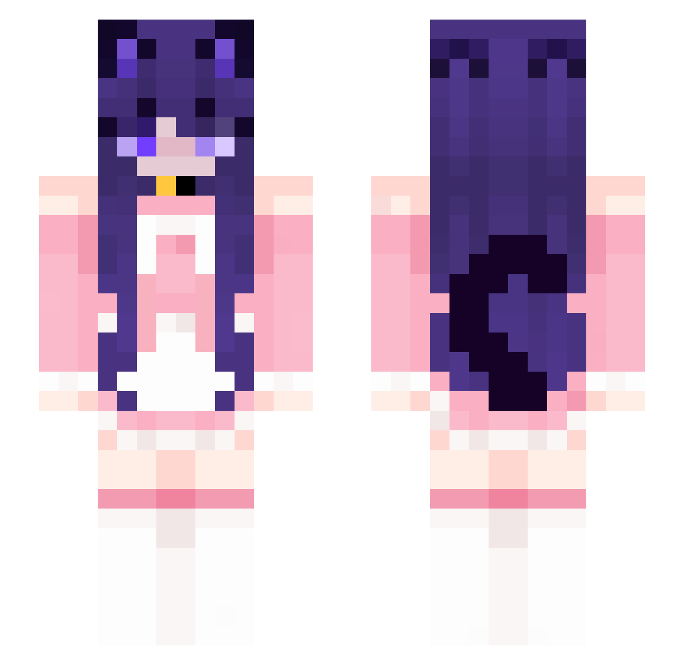 FemboyLutia Minecraft skin, front and back view