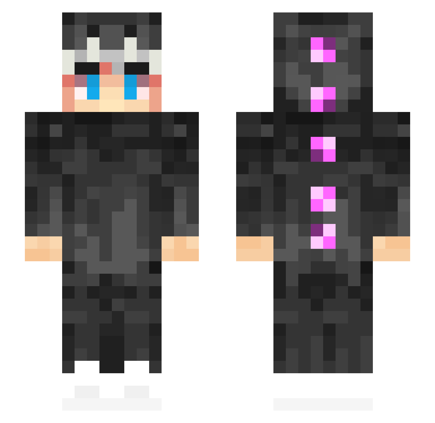 Mxca Minecraft skin, front and back view