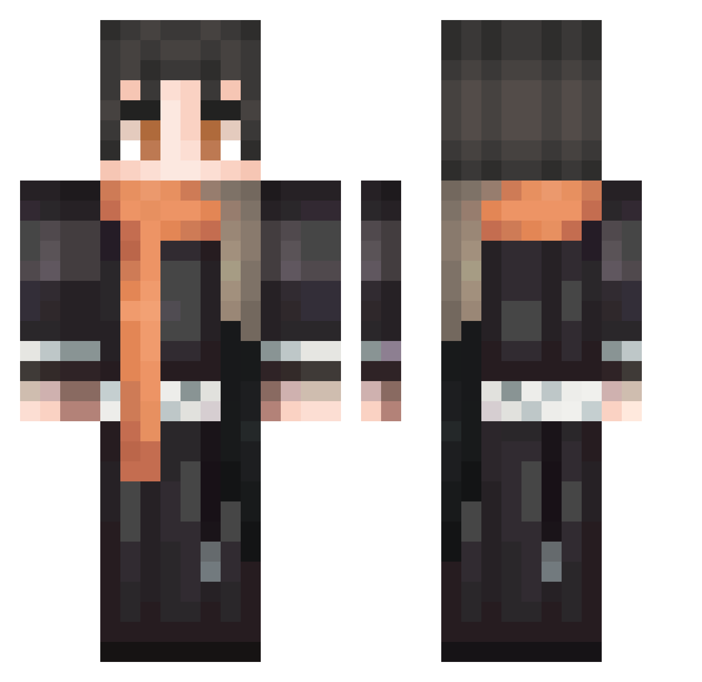 YRIATHEFALSE Minecraft skin, front and back view