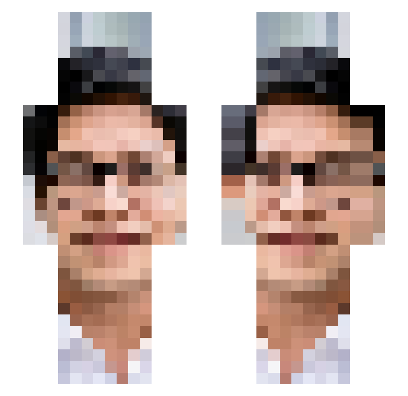 RamzaSenpai Minecraft skin, front and back view