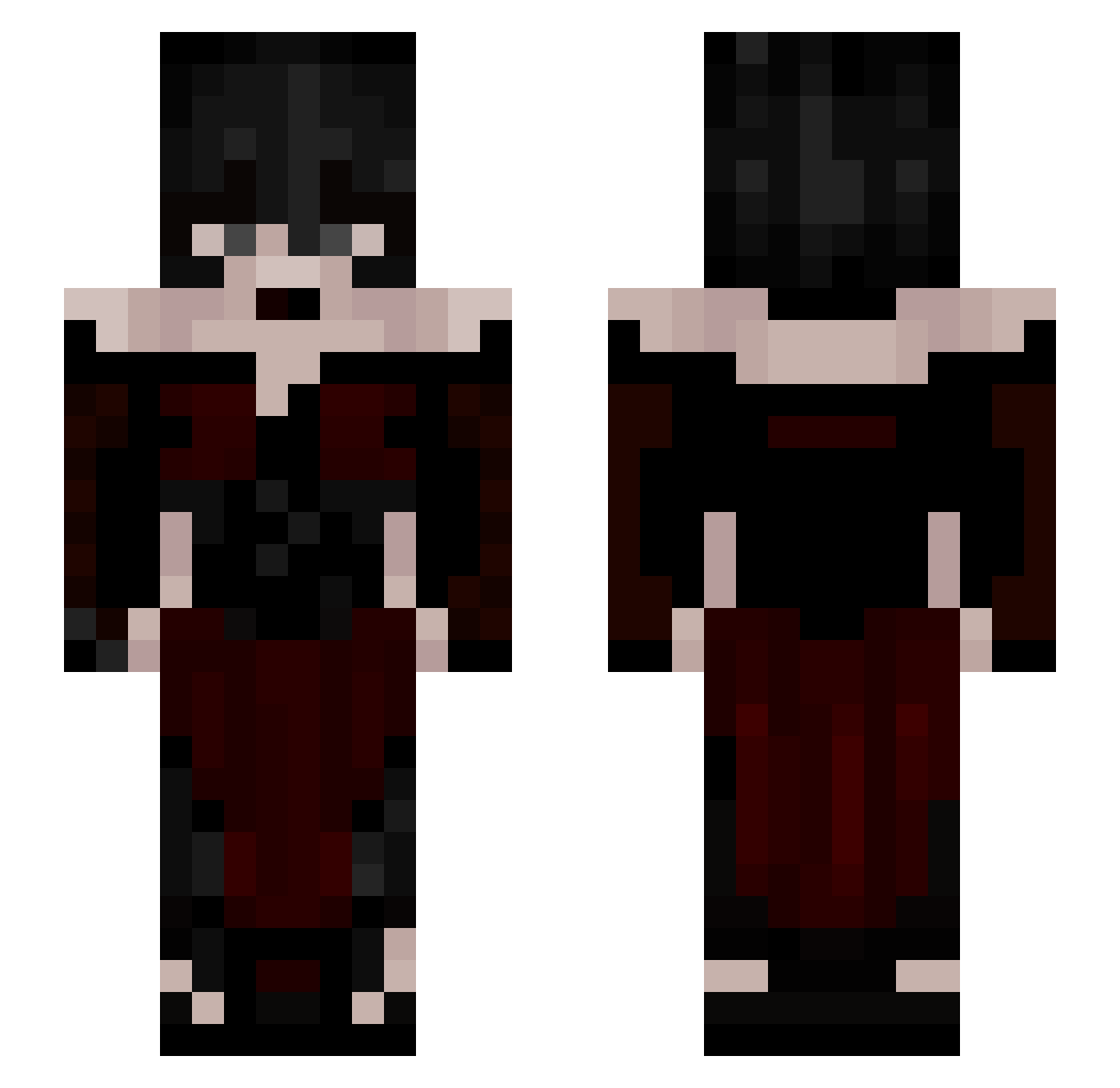 RavenAngel Minecraft skin, front and back view