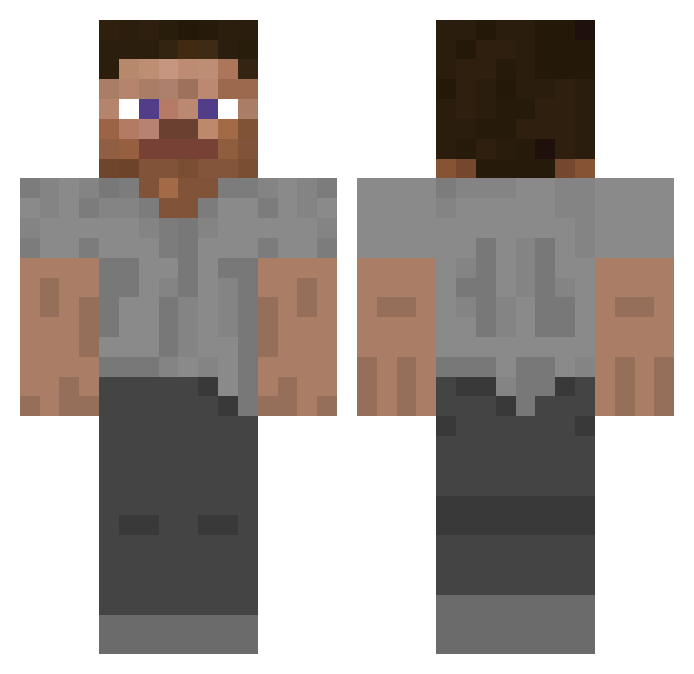 subtop Minecraft skin, front and back view