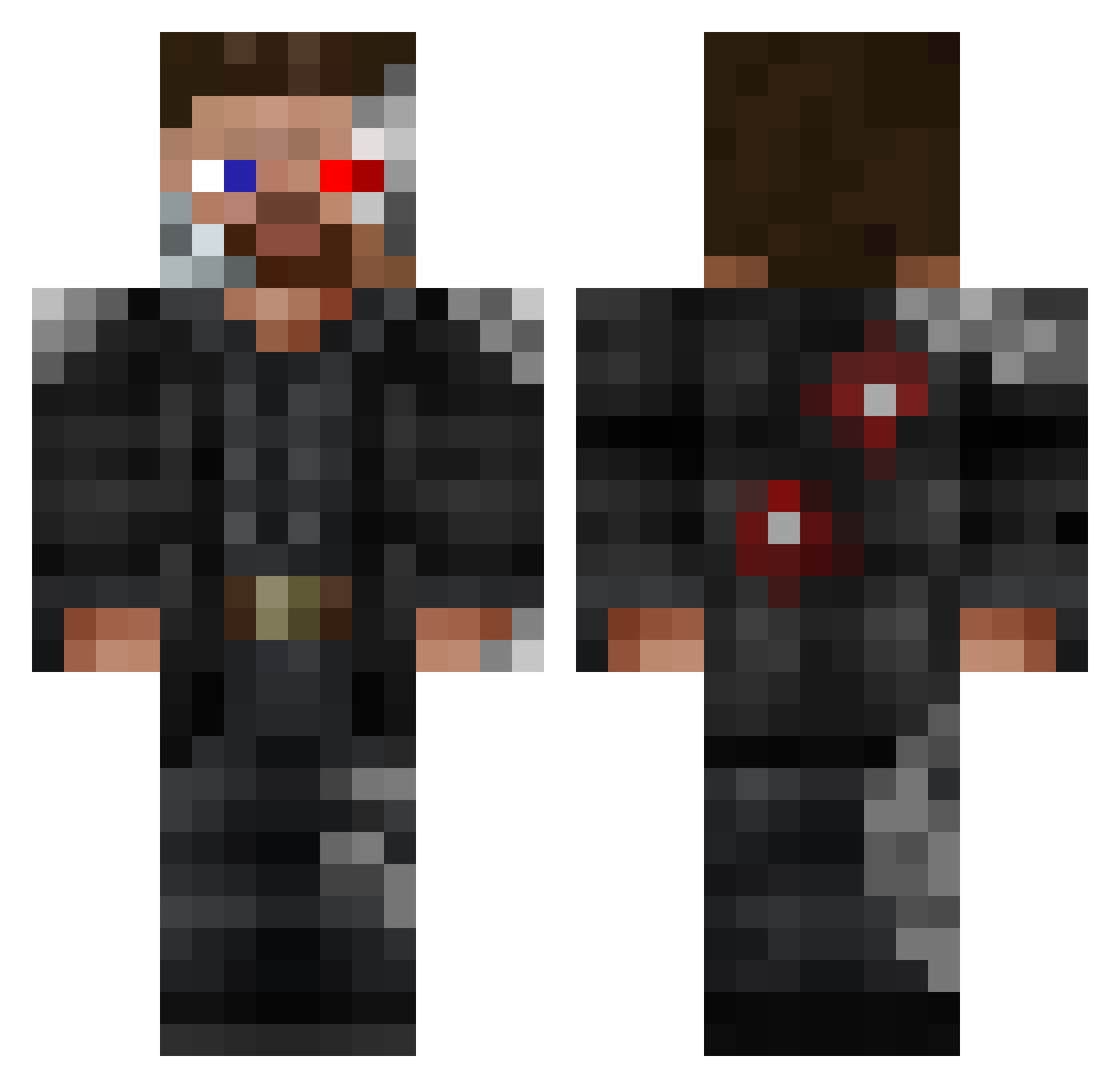 Chanagable Minecraft skin, front and back view