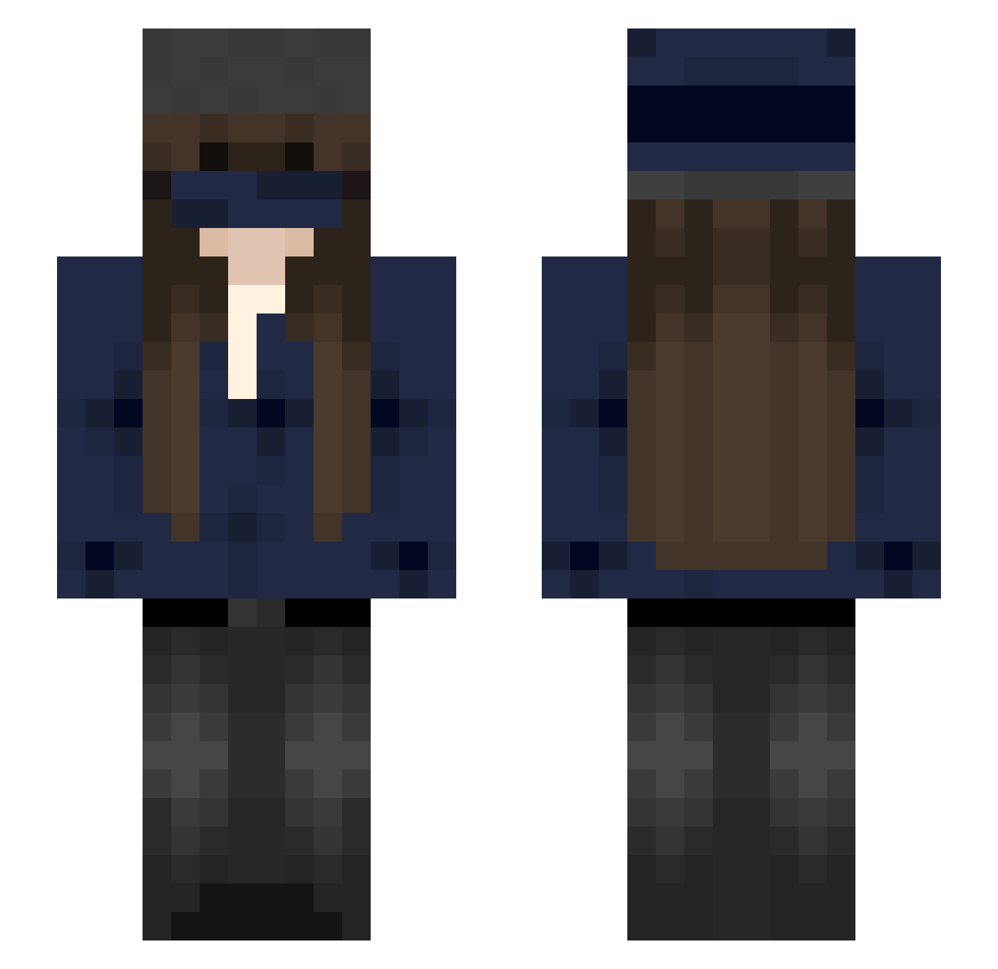 DisplacedLove Minecraft skin, front and back view