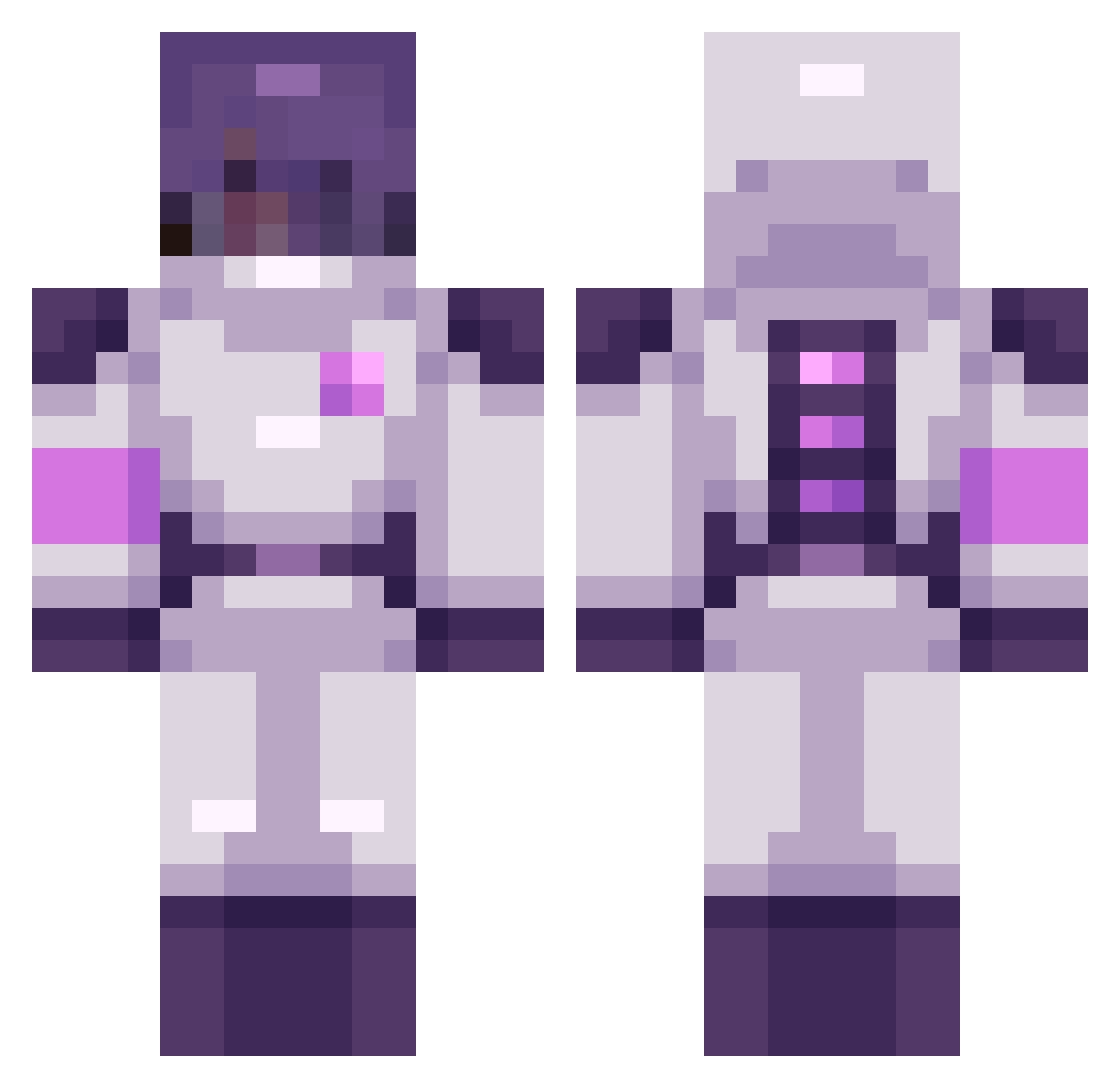 Snowymerc Minecraft skin, front and back view