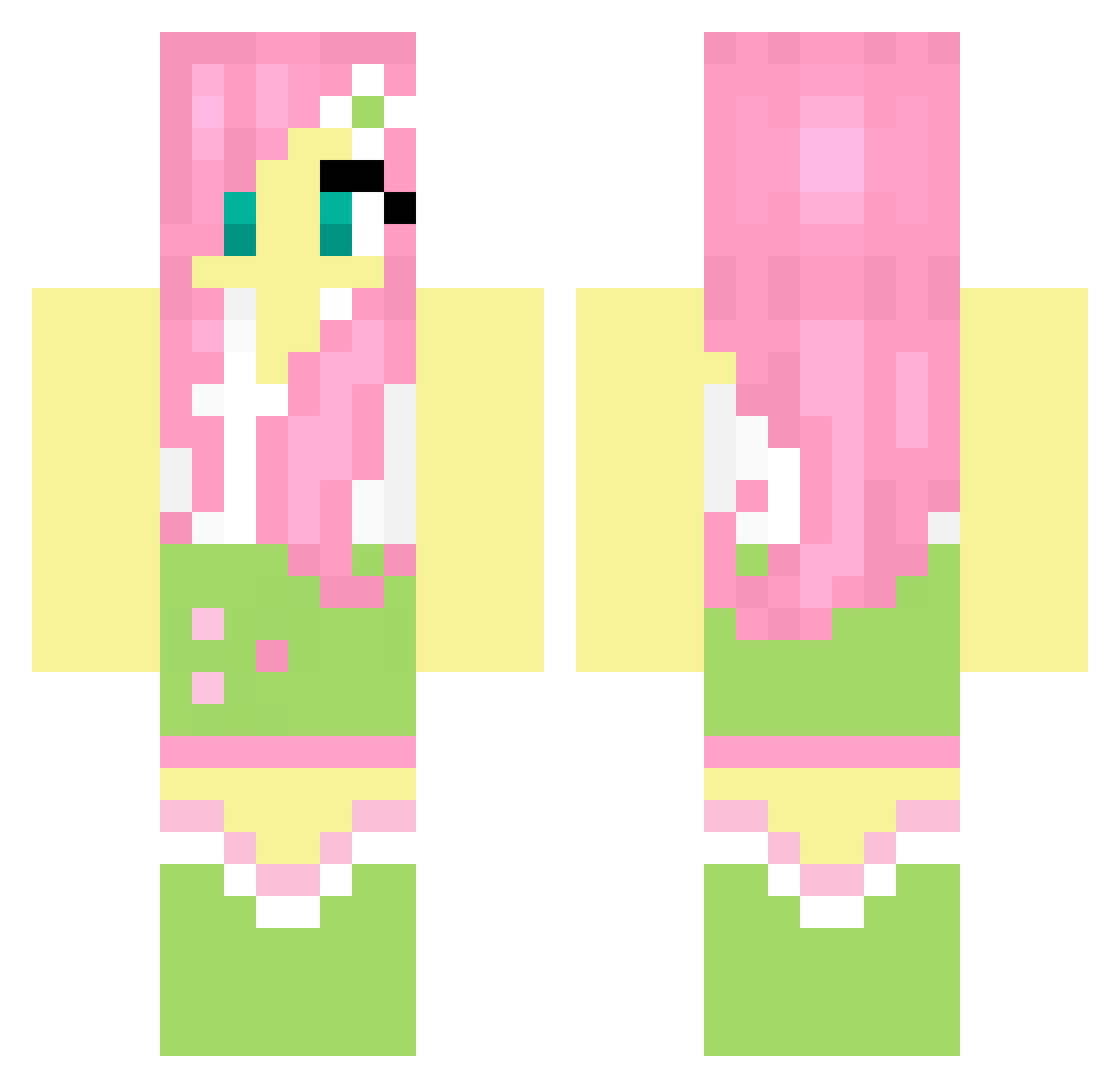 Pichuc Minecraft skin, front and back view