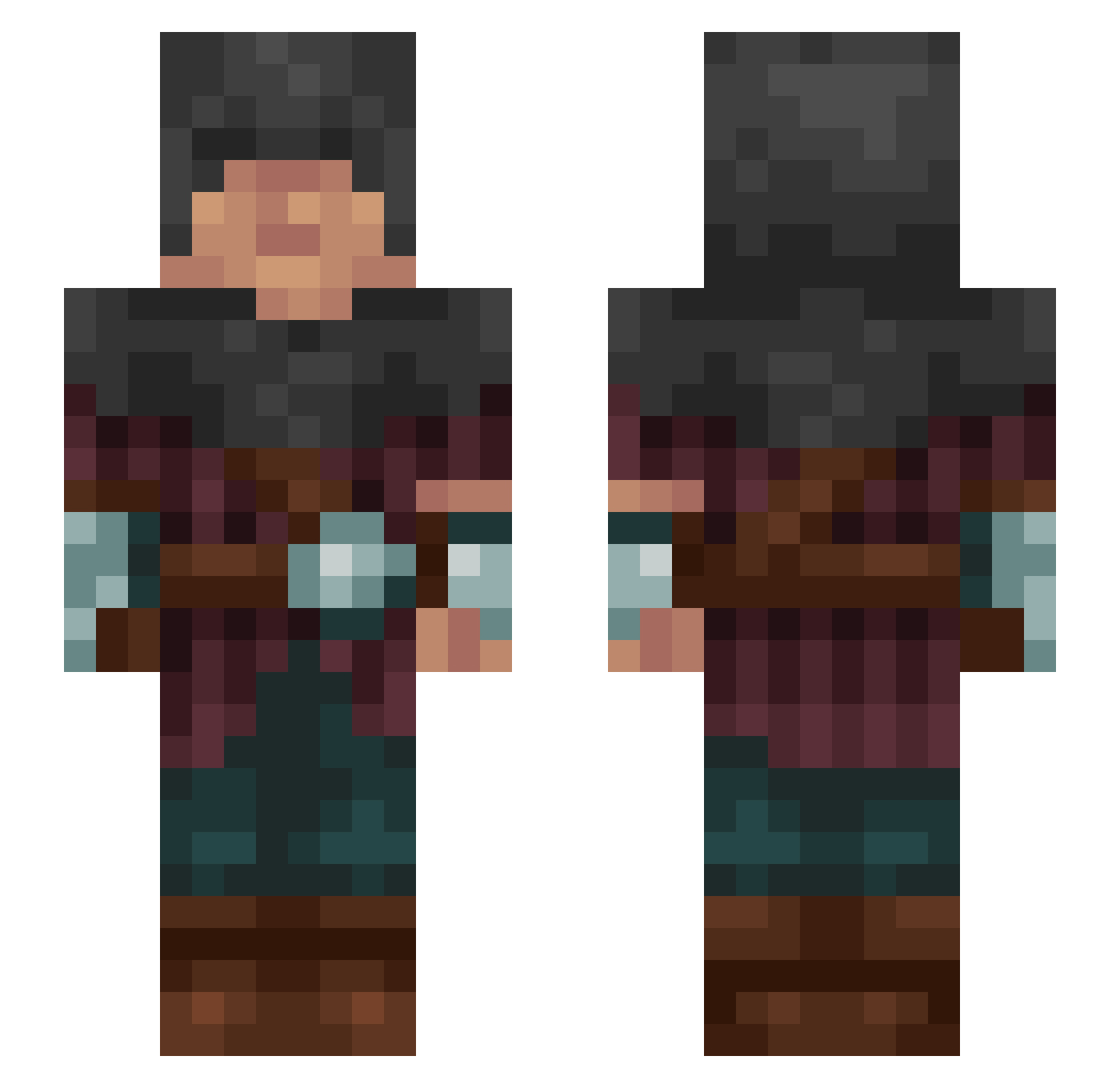 Tupho Minecraft skin, front and back view