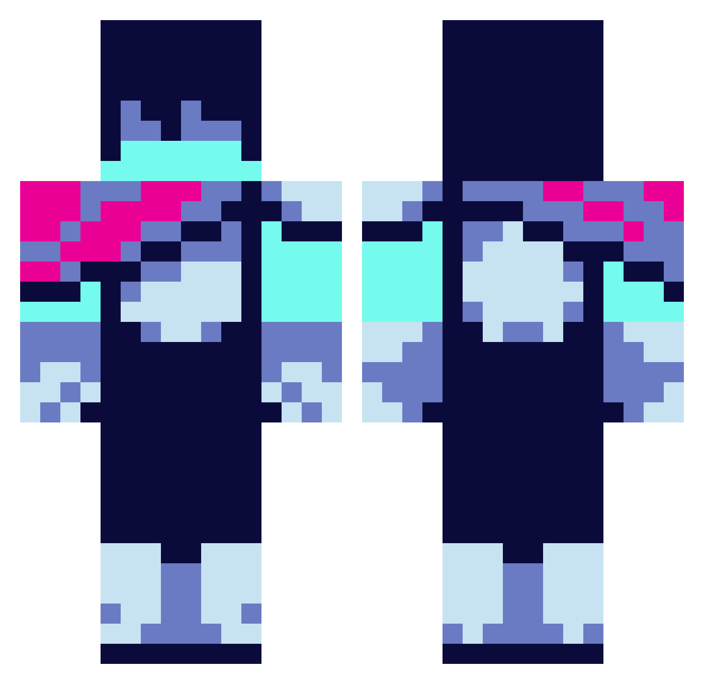 Gen396 Minecraft skin, front and back view