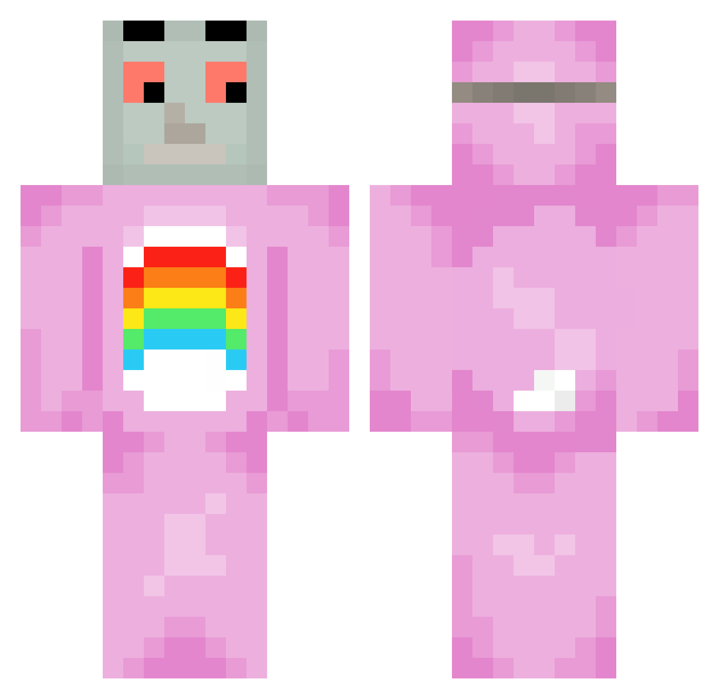 Inconsumable Minecraft skin, front and back view