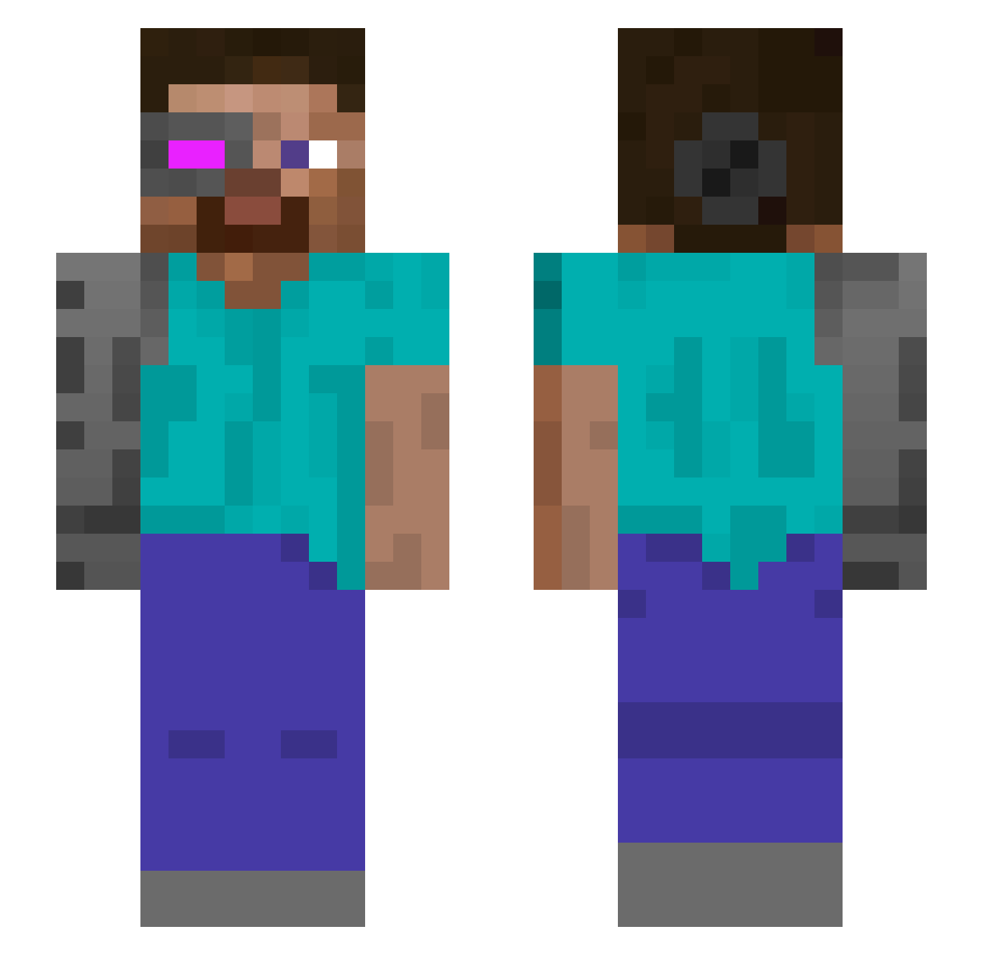 plowv Minecraft skin, front and back view