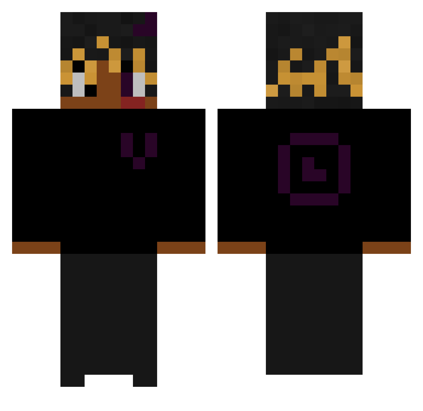 Toniside Minecraft skin, front and back view