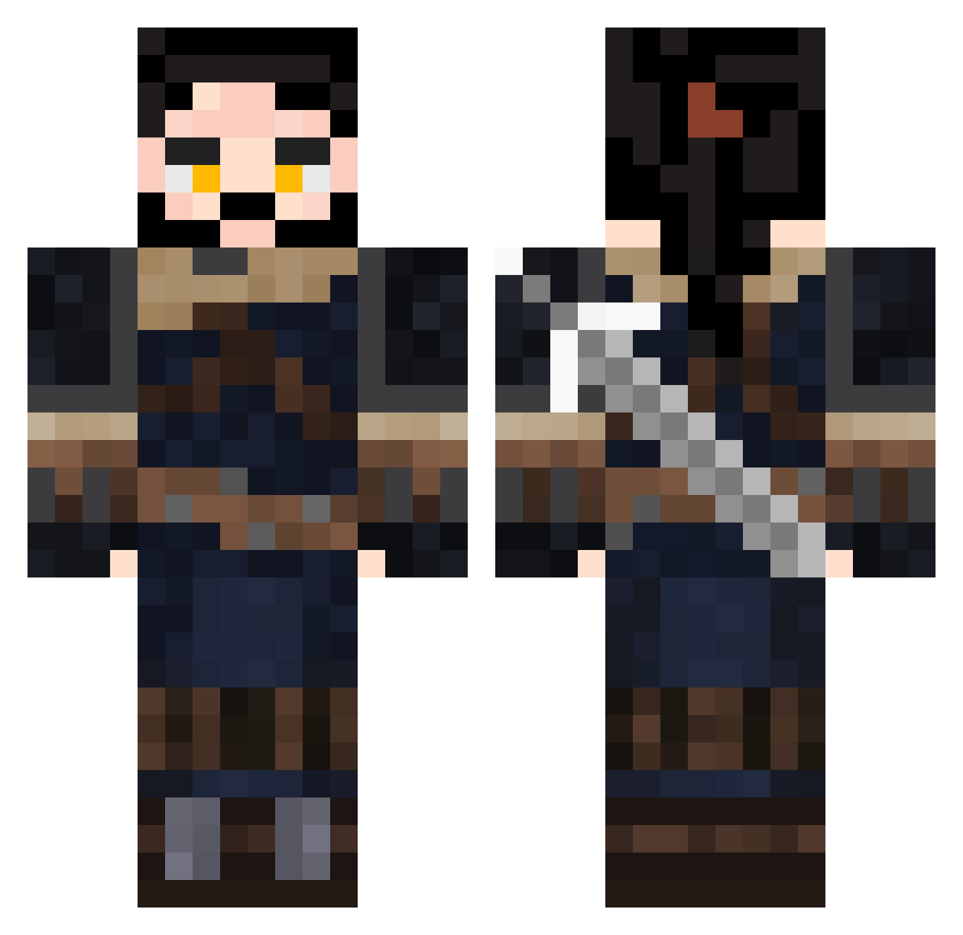 X3N0N__ Minecraft skin, front and back view