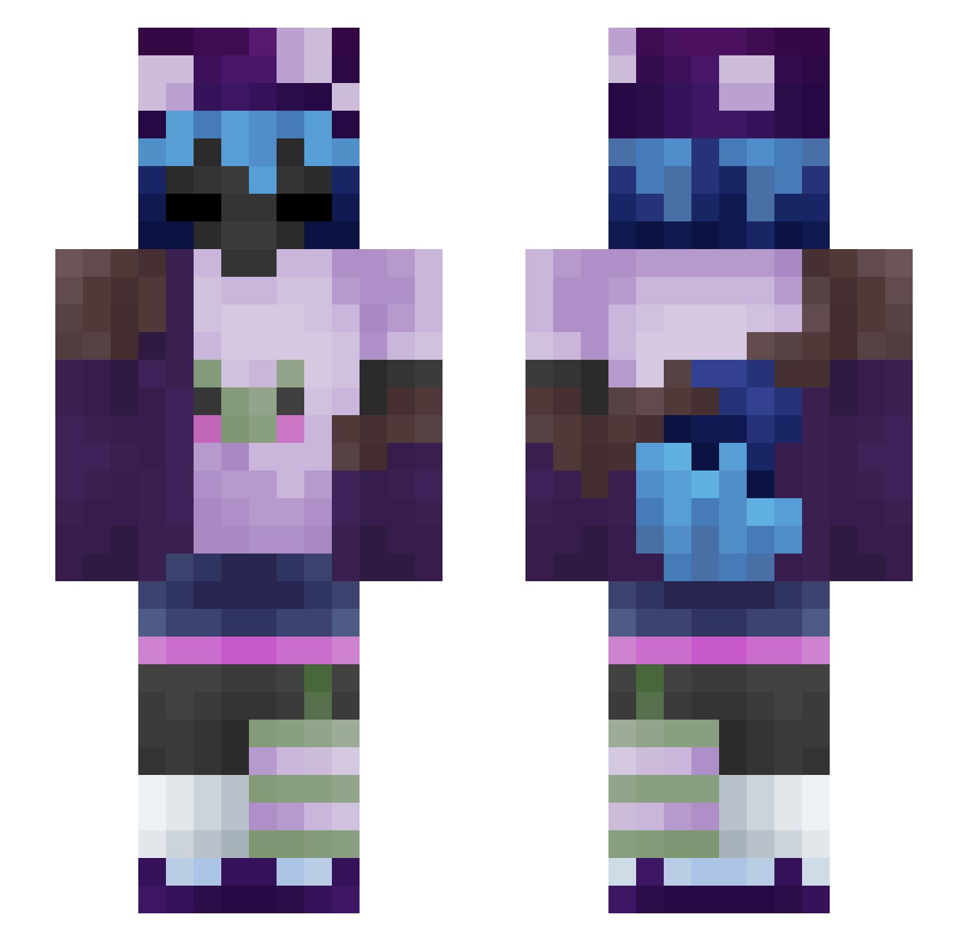 Xoranoka Minecraft skin, front and back view