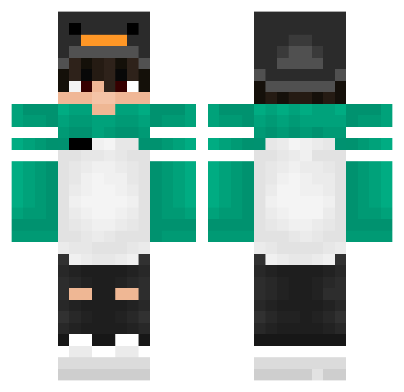 Claoh Minecraft skin, front and back view