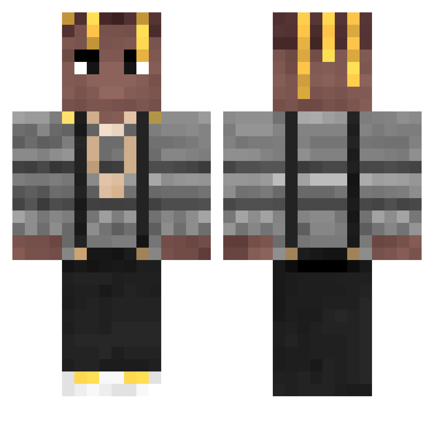 pvcky Minecraft skin, front and back view