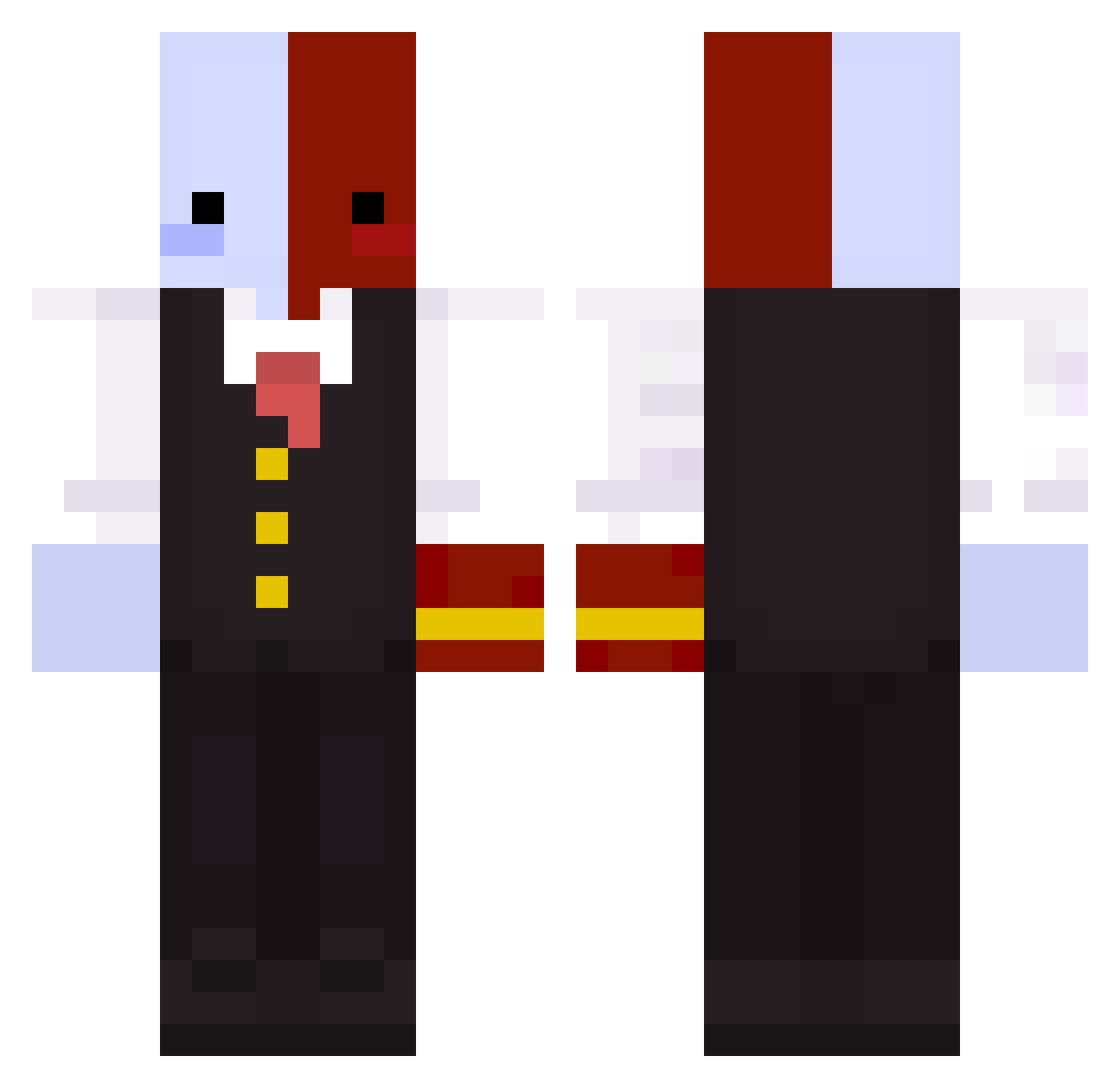 YuDaF Minecraft skin, front and back view