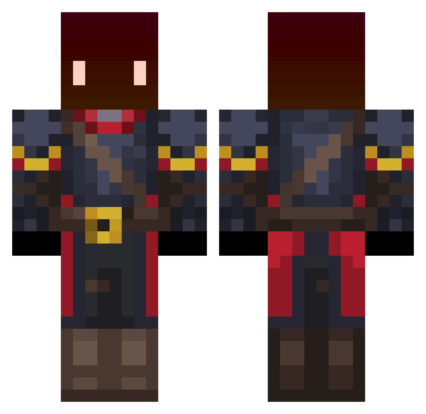 AndliOS17 Minecraft skin, front and back view