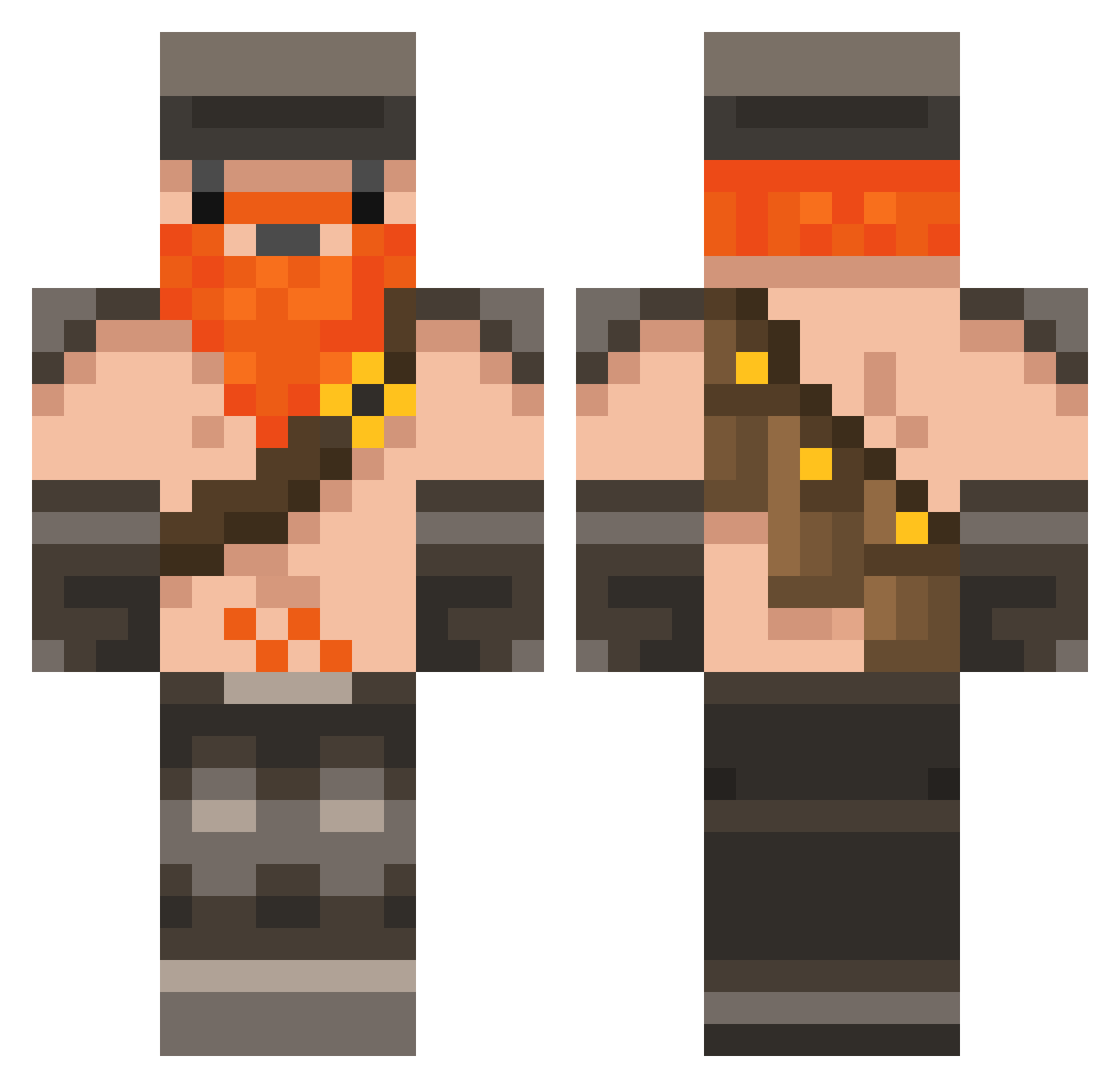 Tibetan_Bullion Minecraft skin, front and back view