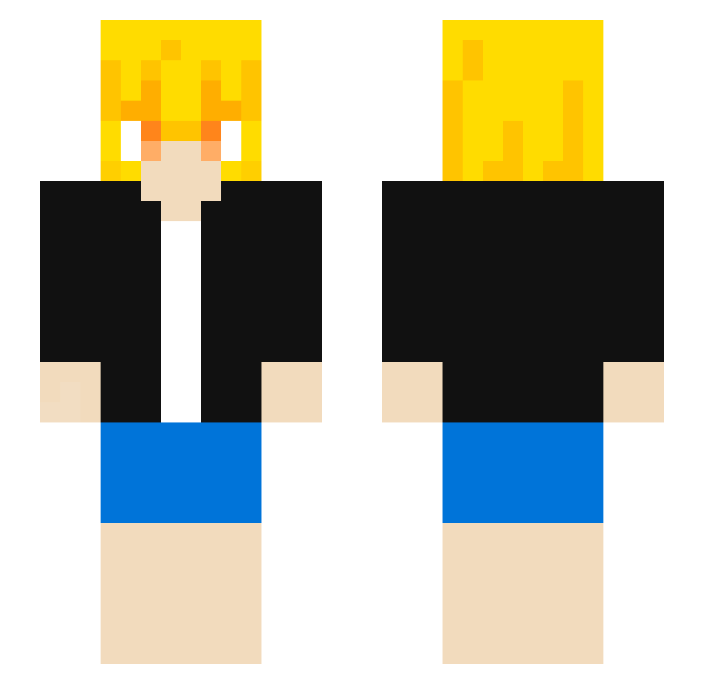 Tosuto1027 Minecraft skin, front and back view