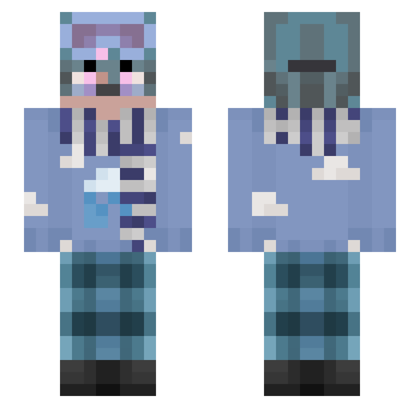 Coffwie Minecraft skin, front and back view