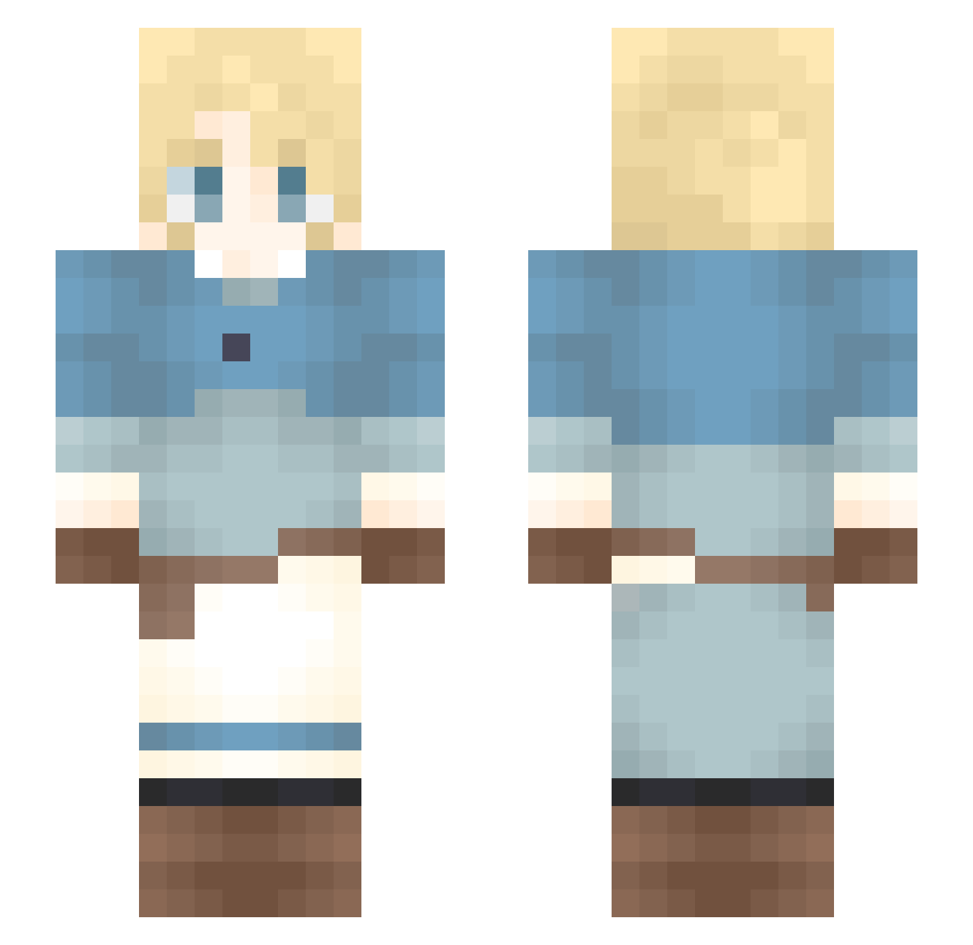 EvieColburn Minecraft skin, front and back view