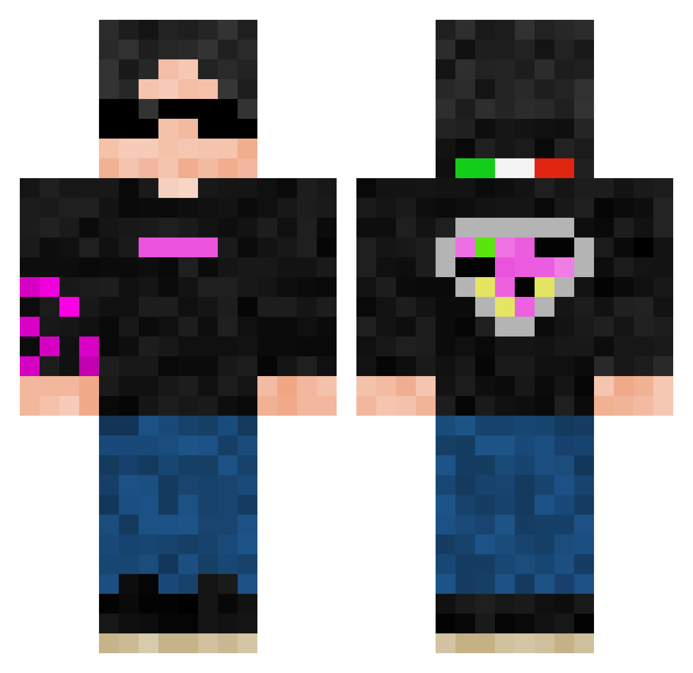 Fharetti Minecraft skin, front and back view
