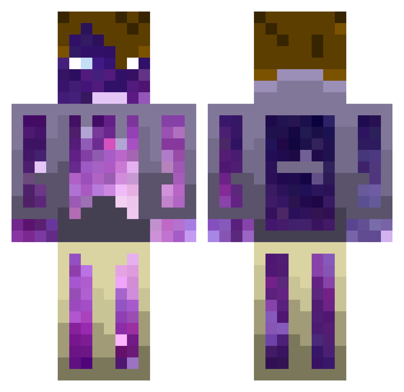 Galaxy_NGC_2841 Minecraft skin, front and back view