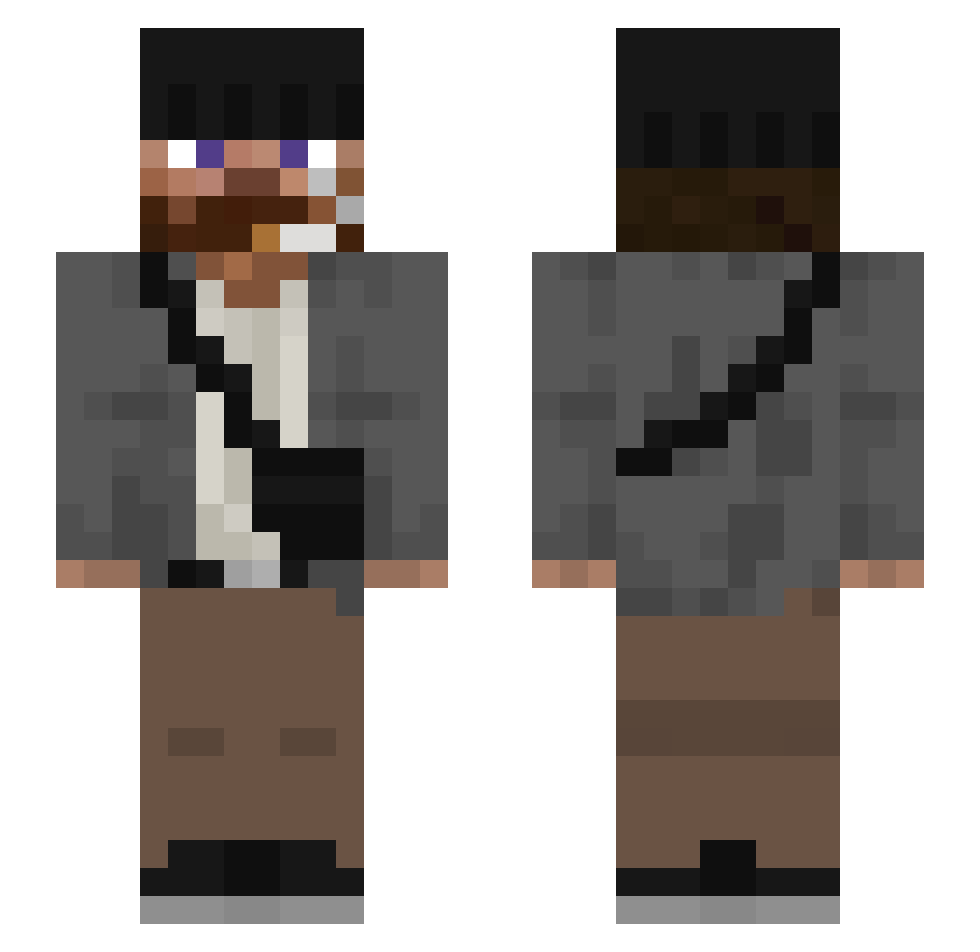 Pieso Minecraft skin, front and back view