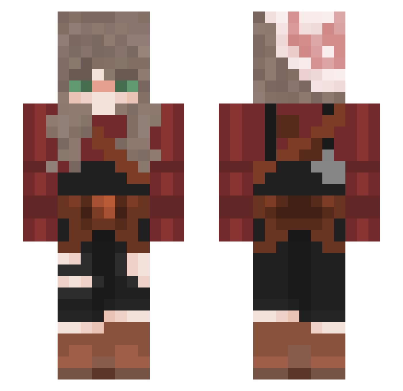 FunntIsBored Minecraft skin, front and back view