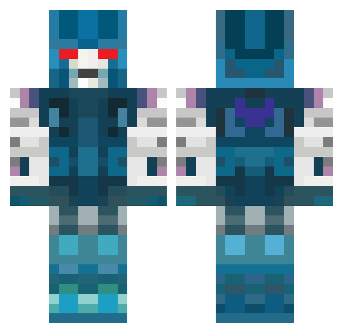CringrV Minecraft skin, front and back view