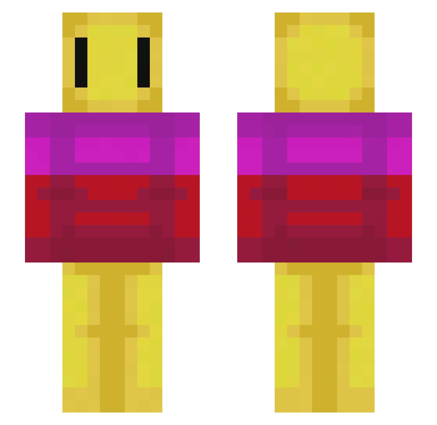 Texocraft Minecraft skin, front and back view