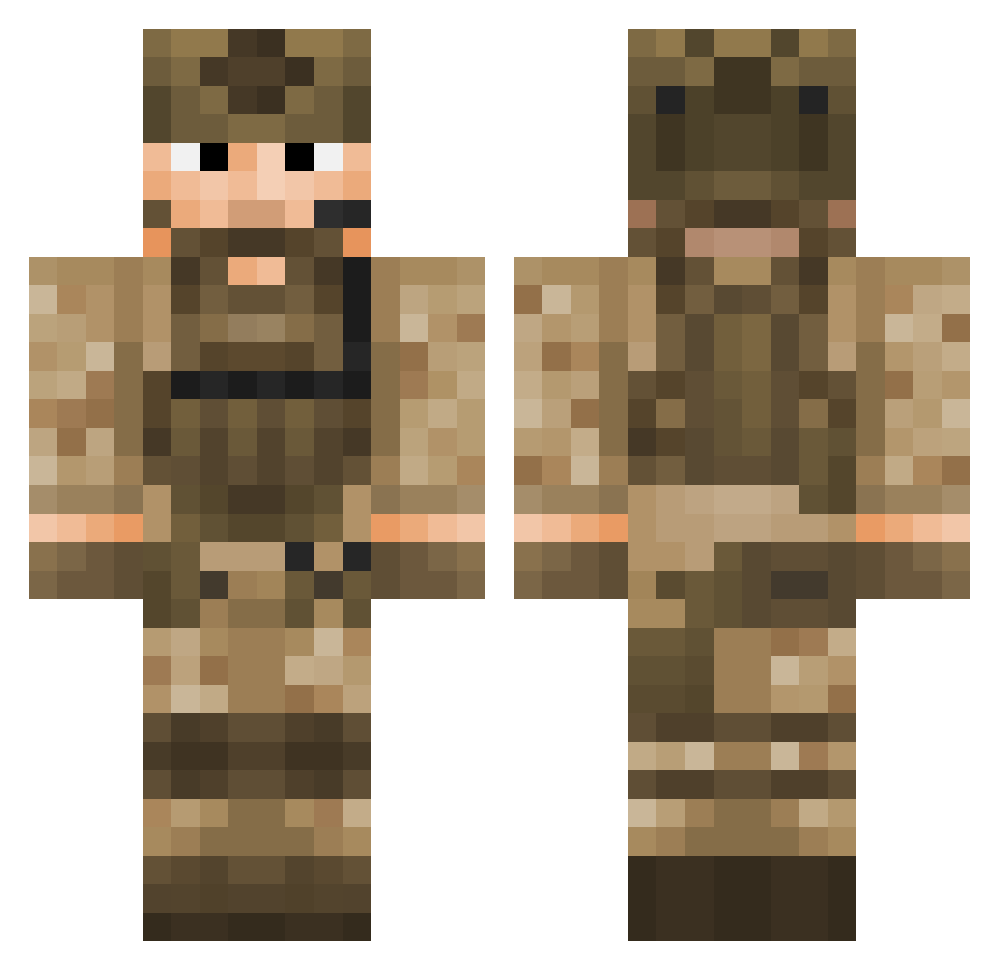 Hushhz Minecraft skin, front and back view