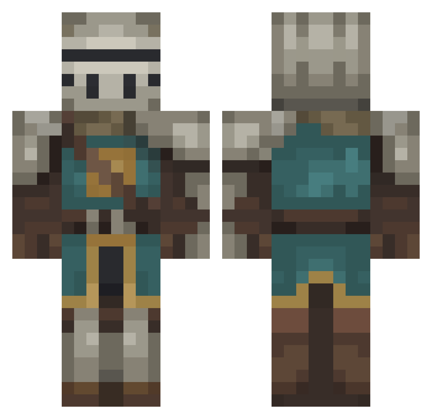 WhiteNova1 Minecraft skin, front and back view
