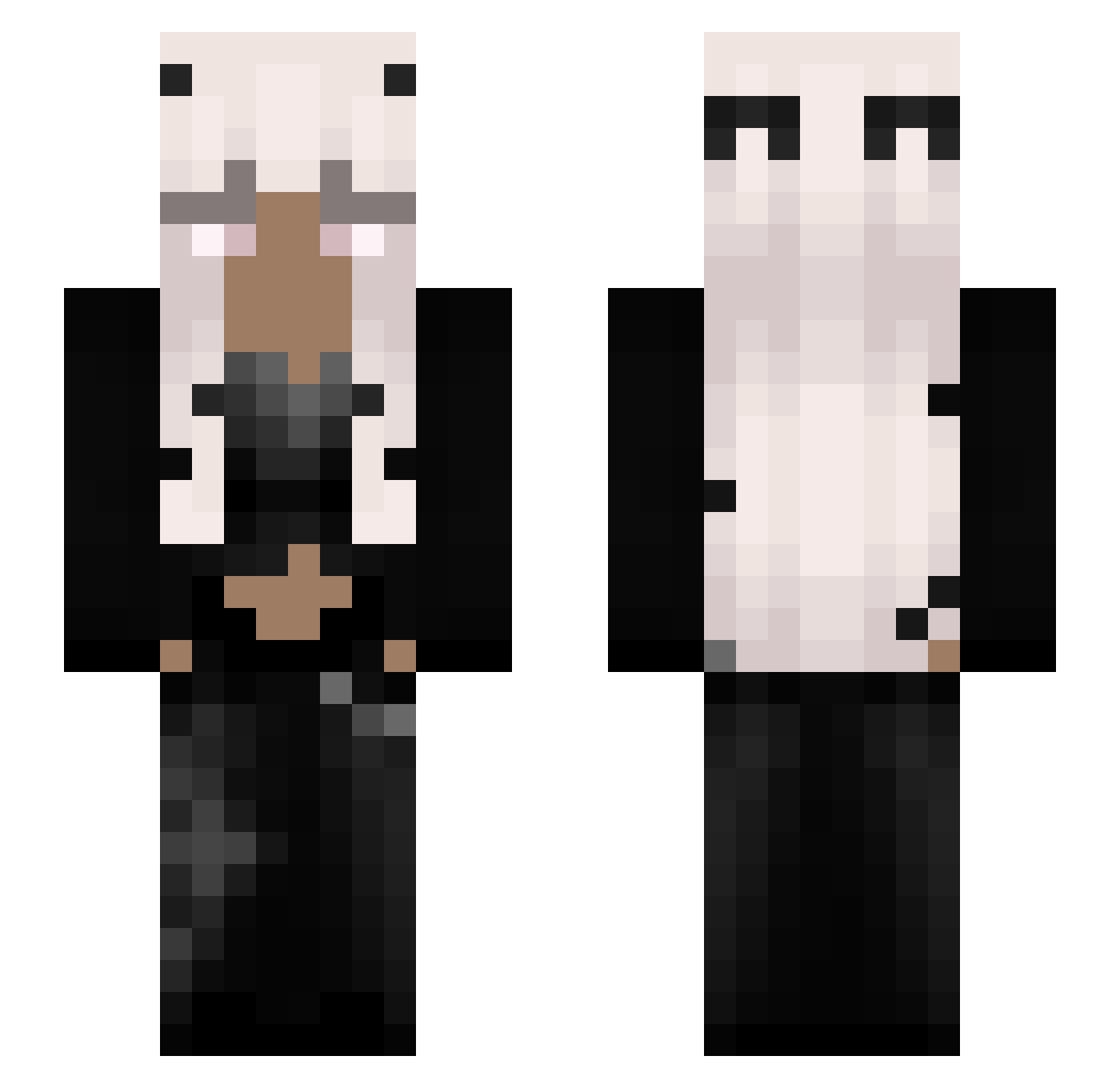 Syzika Minecraft skin, front and back view