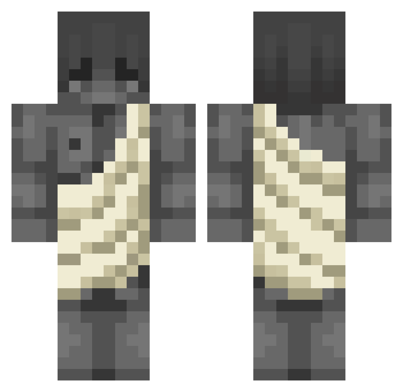 NYMORE Minecraft skin, front and back view