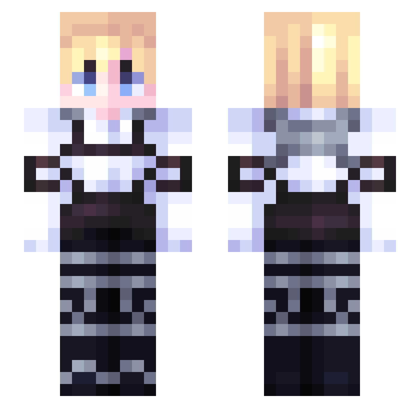 XavvyWavvy Minecraft skin, front and back view
