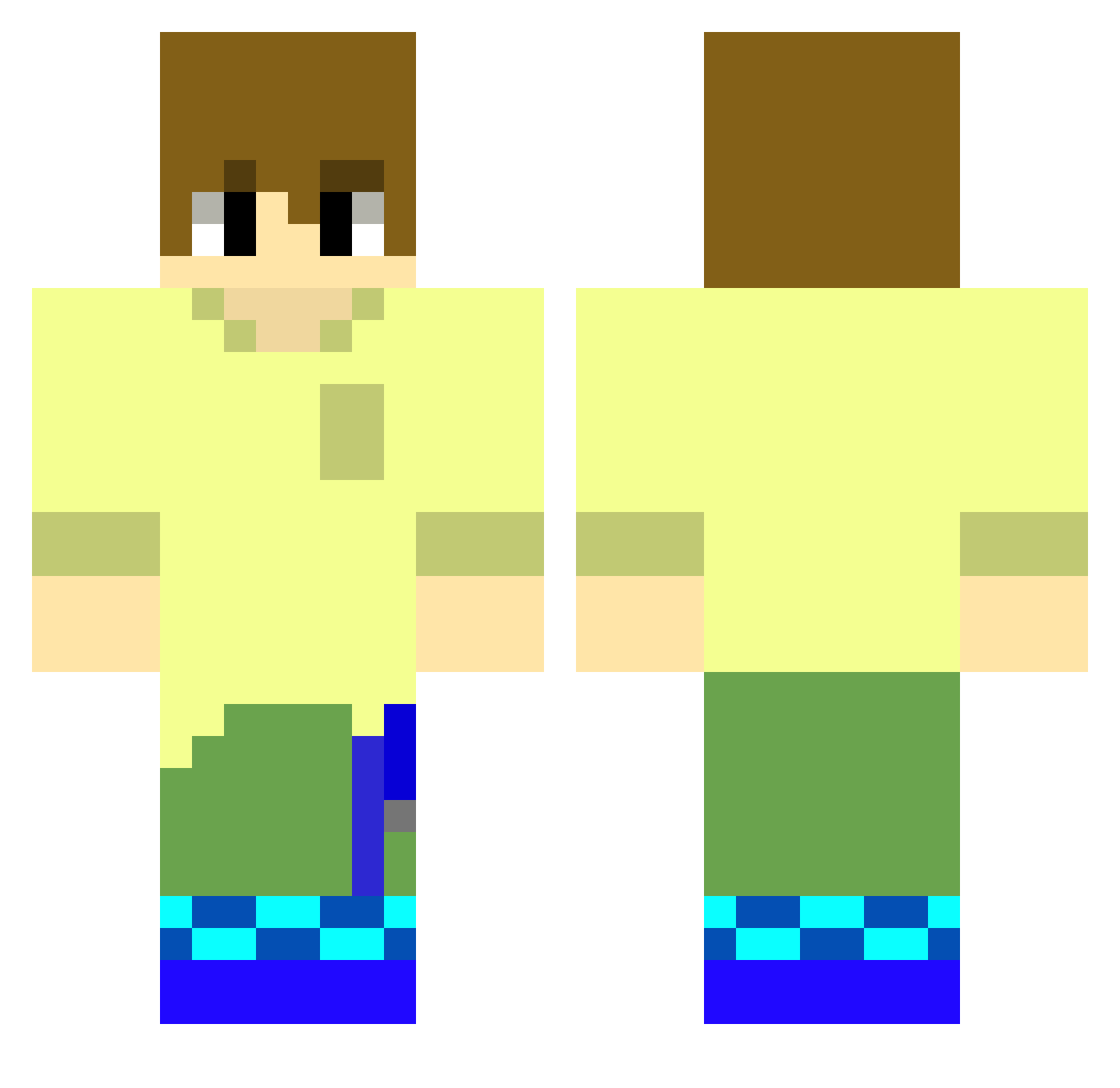 white2k Minecraft skin, front and back view