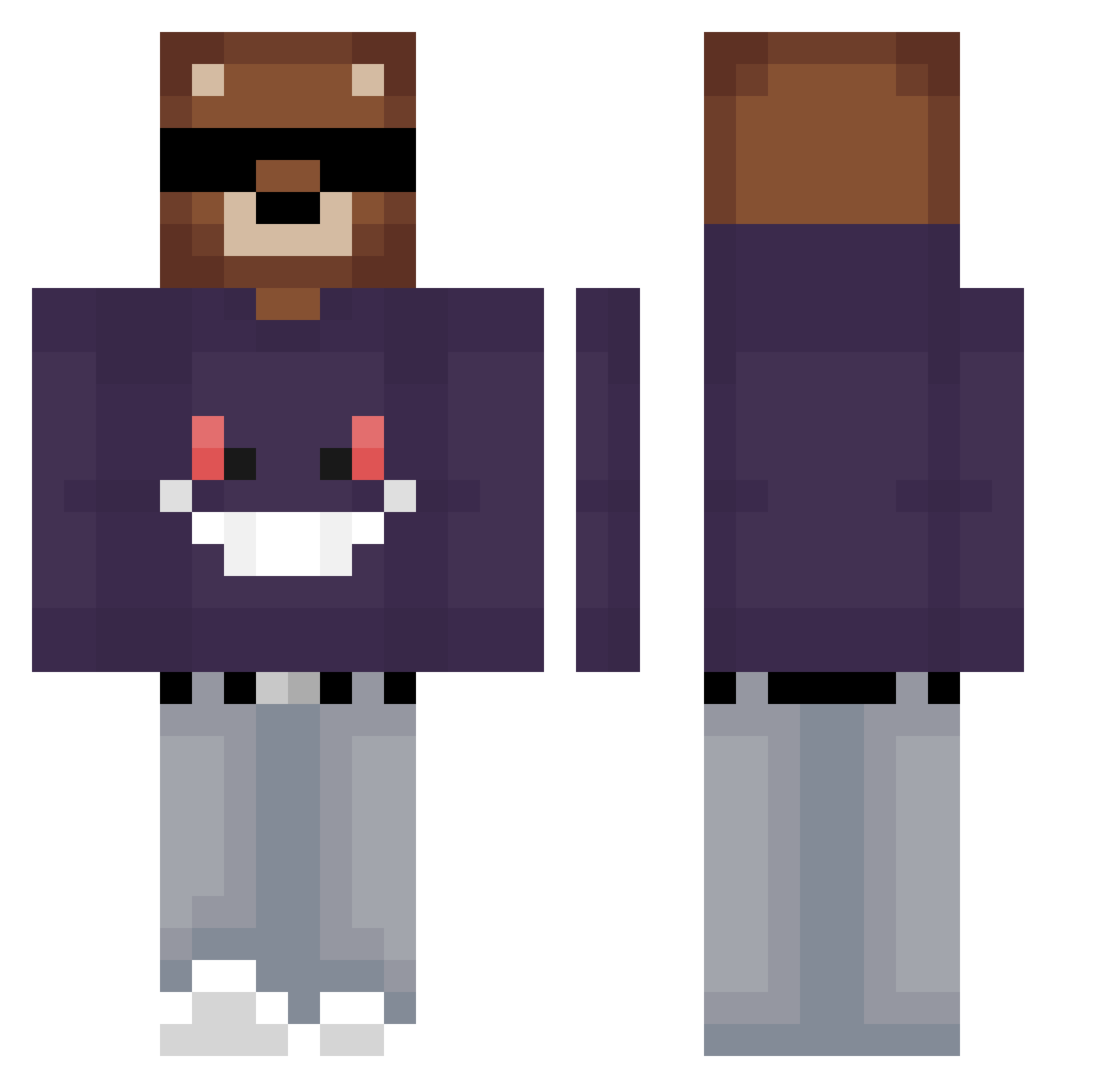 ItzWoddy Minecraft skin, front and back view