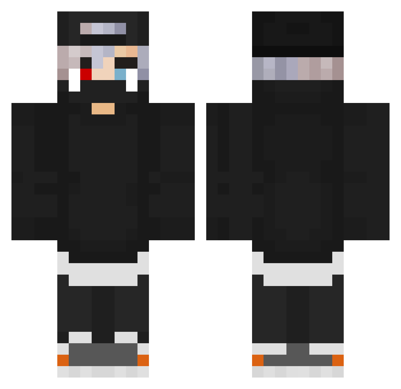 sashaDET Minecraft skin, front and back view