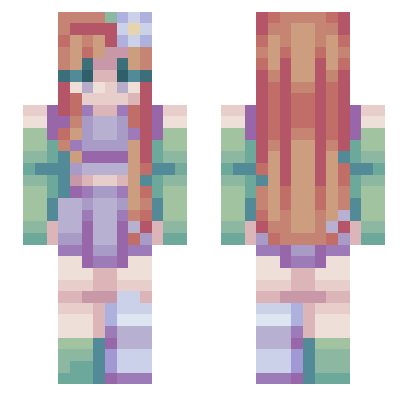 Yunark Minecraft skin, front and back view